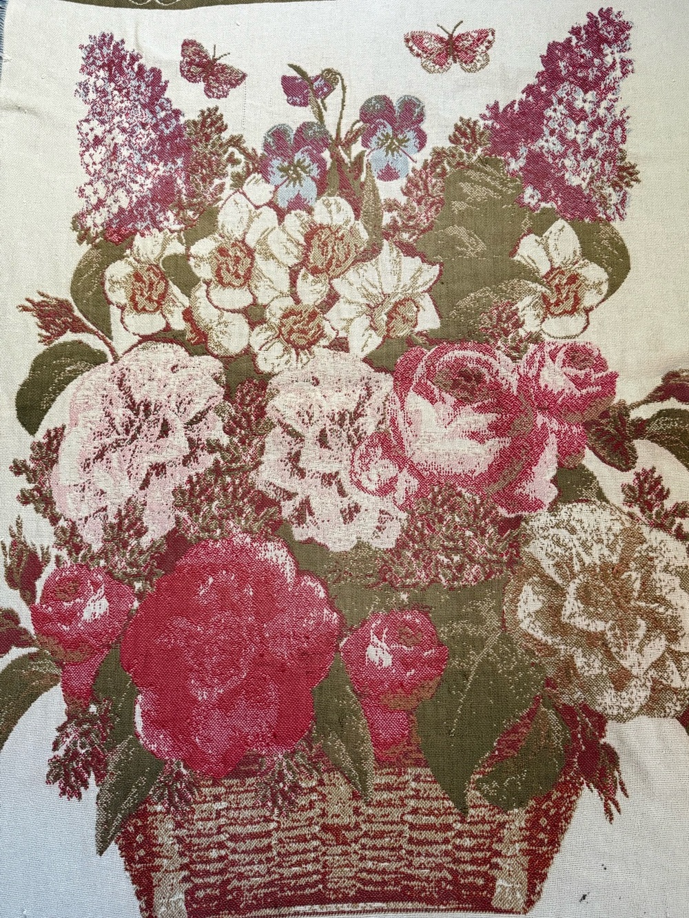 Floral Butterfly Woven Tapestry Throw Blanket Cottagecore 44 x 65 - Picture 4 of 6